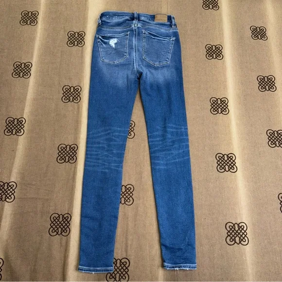 American Eagle NWT! Next Level Stretch Blue Wash Hi-Rise Jegging Jeans Size 00 - Picture 9 of 15
